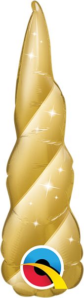 14" Golden Unicorn Horn Balloon (Inflated with Cup and Stick)