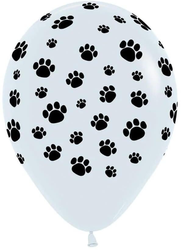 11" Paw Prints Fashion White (50pcs) Balloons