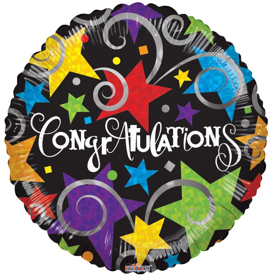 04" Congratulations Black Balloon (Inflated with Cup and Stick)