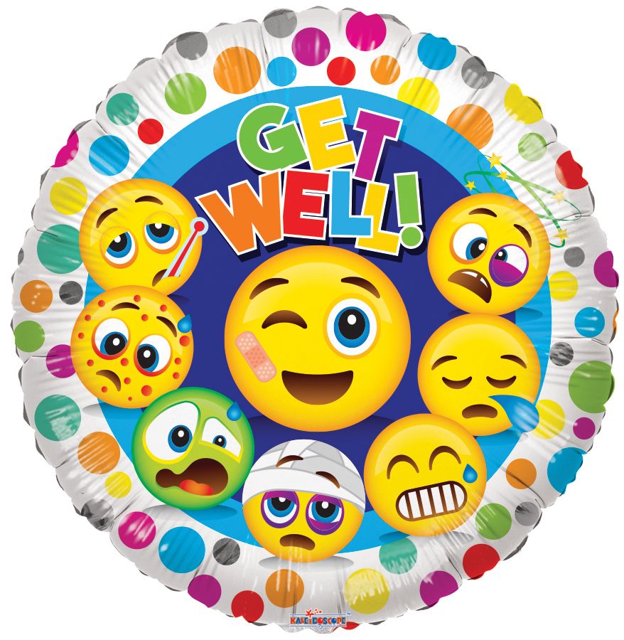 18" Get Well Smilies Balloon
