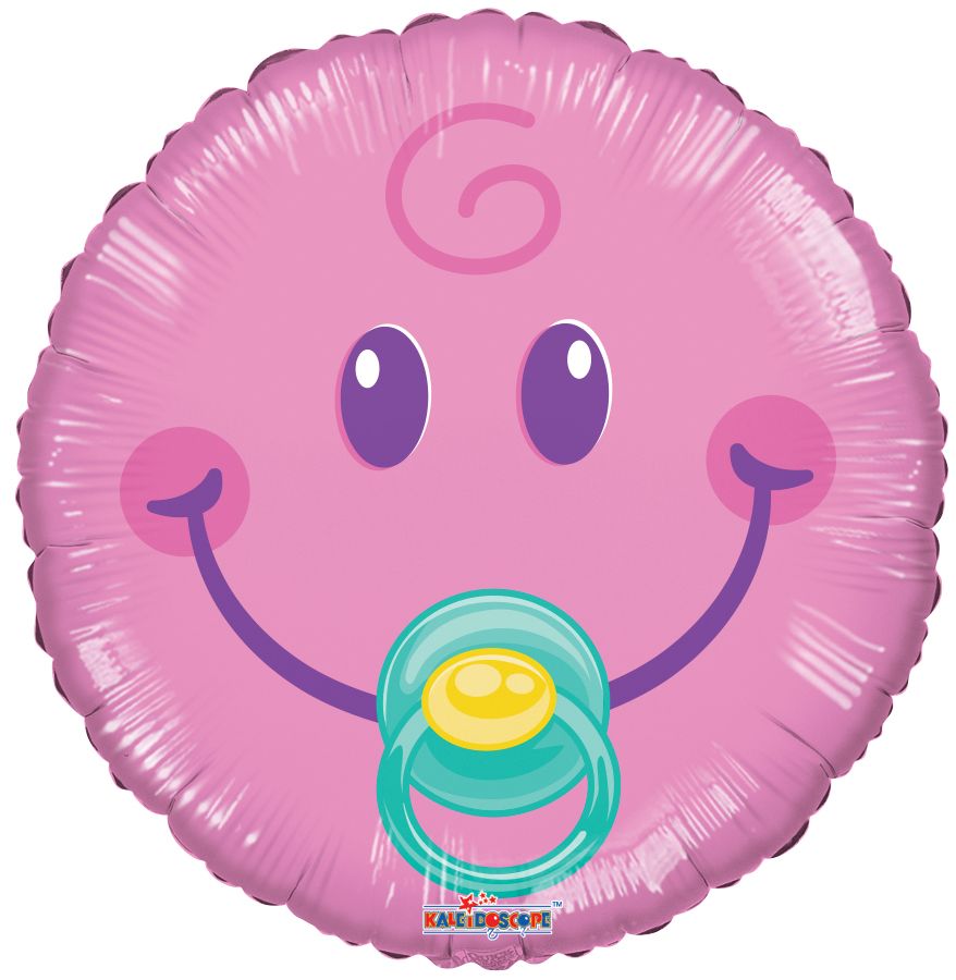 04" Smiley Girl Balloon (Inflated with Cup and Stick)