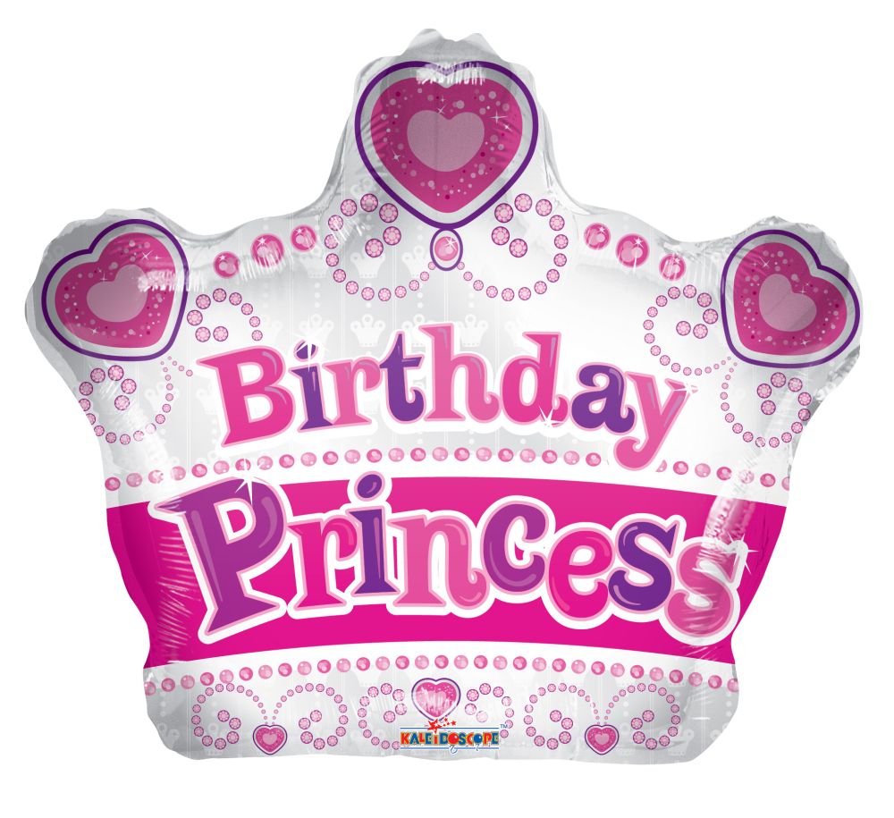 12" Birthday Princess Crown Shape Balloon (Inflated with Cup and Stick)