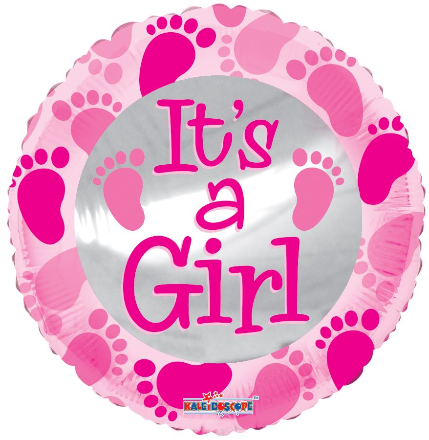 09" Baby Pink Foot Prints Balloon (Inflated with Cup and Stick)
