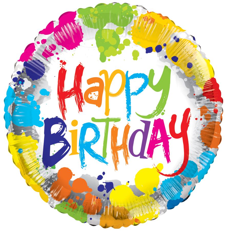 18" Happy Birthday Colorful Spots Balloon