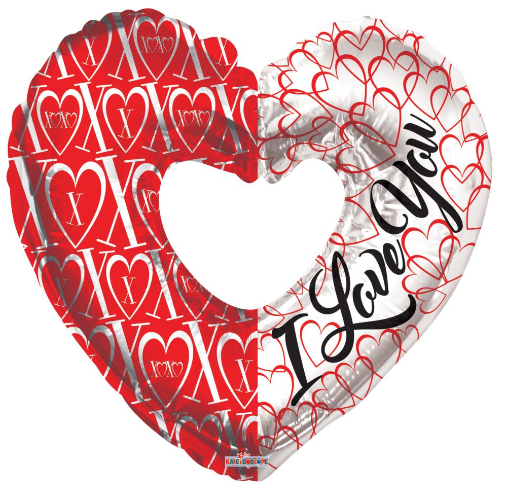 09" I Love You & XOXO Heart Shape Balloon (Inflated with Cup and Stick)