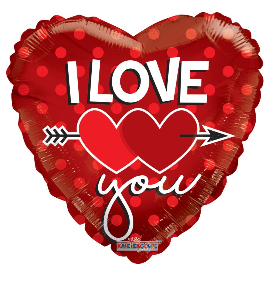 18" Two Hearts On Red Balloon