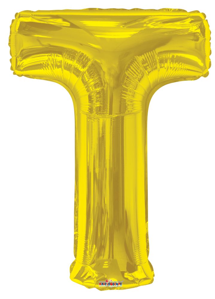 34" Gold Letter T Balloon