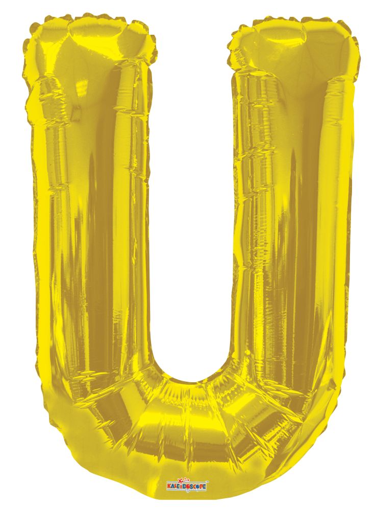 34" Gold Letter U Balloon