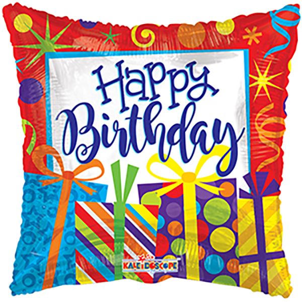 18" Birthday Presents Square Balloon