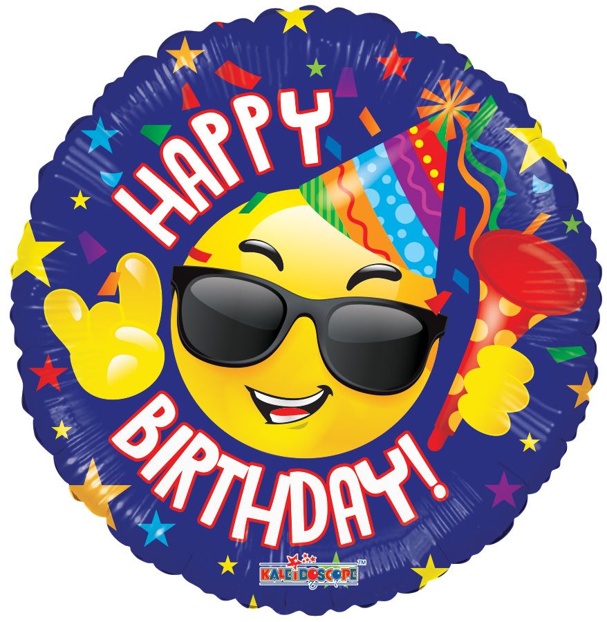 09" Birthday Party Smiley Balloon (Inflated with Cup and Stick)
