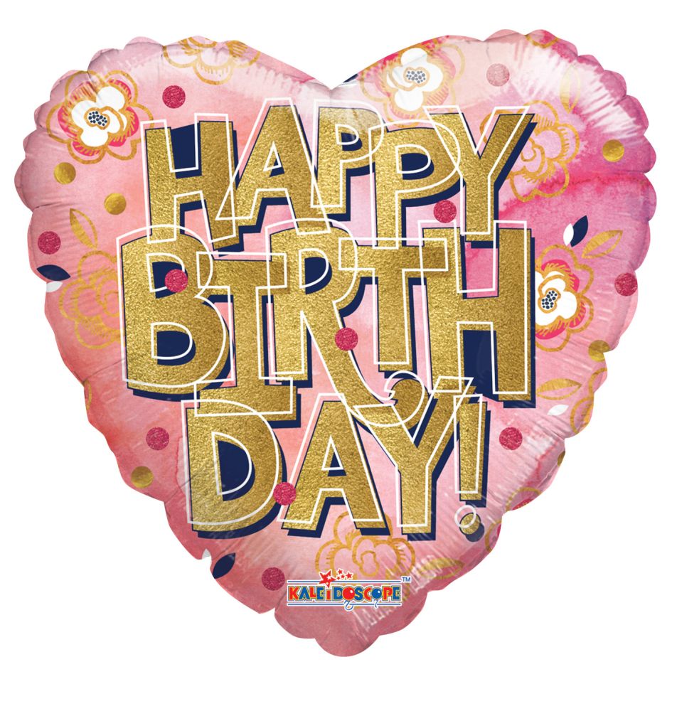 09" Birthday Gold Letters Balloon (Inflated with Cup and Stick)