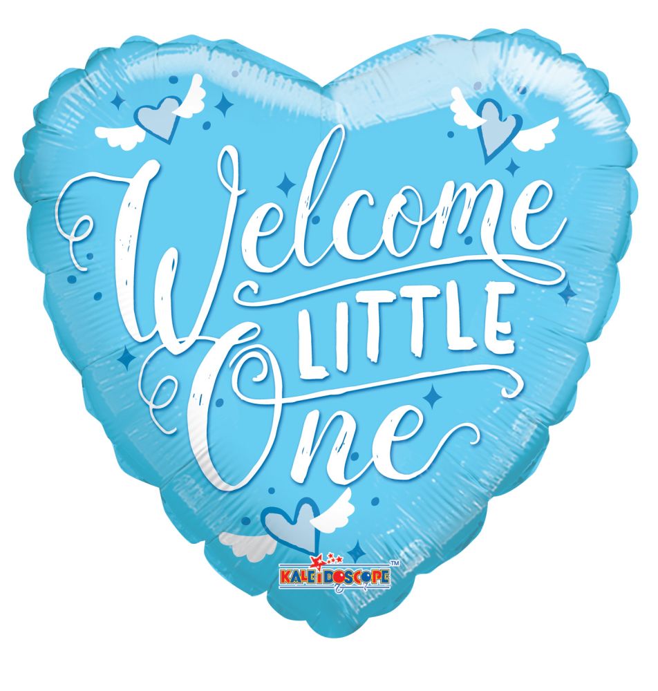 09" Welcome Little One Blue Balloon (Inflated with Cup and Stick)