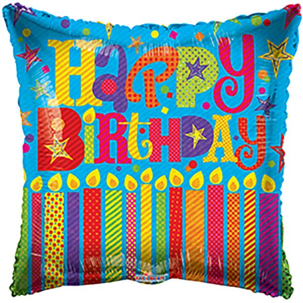 18" Birthday Candles Square Balloon
