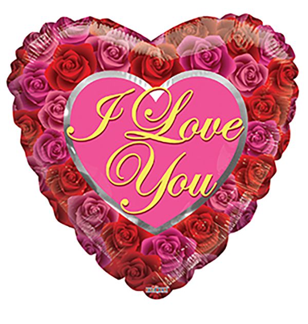09" Love with Roses Balloon (Inflated with Cup and Stick)