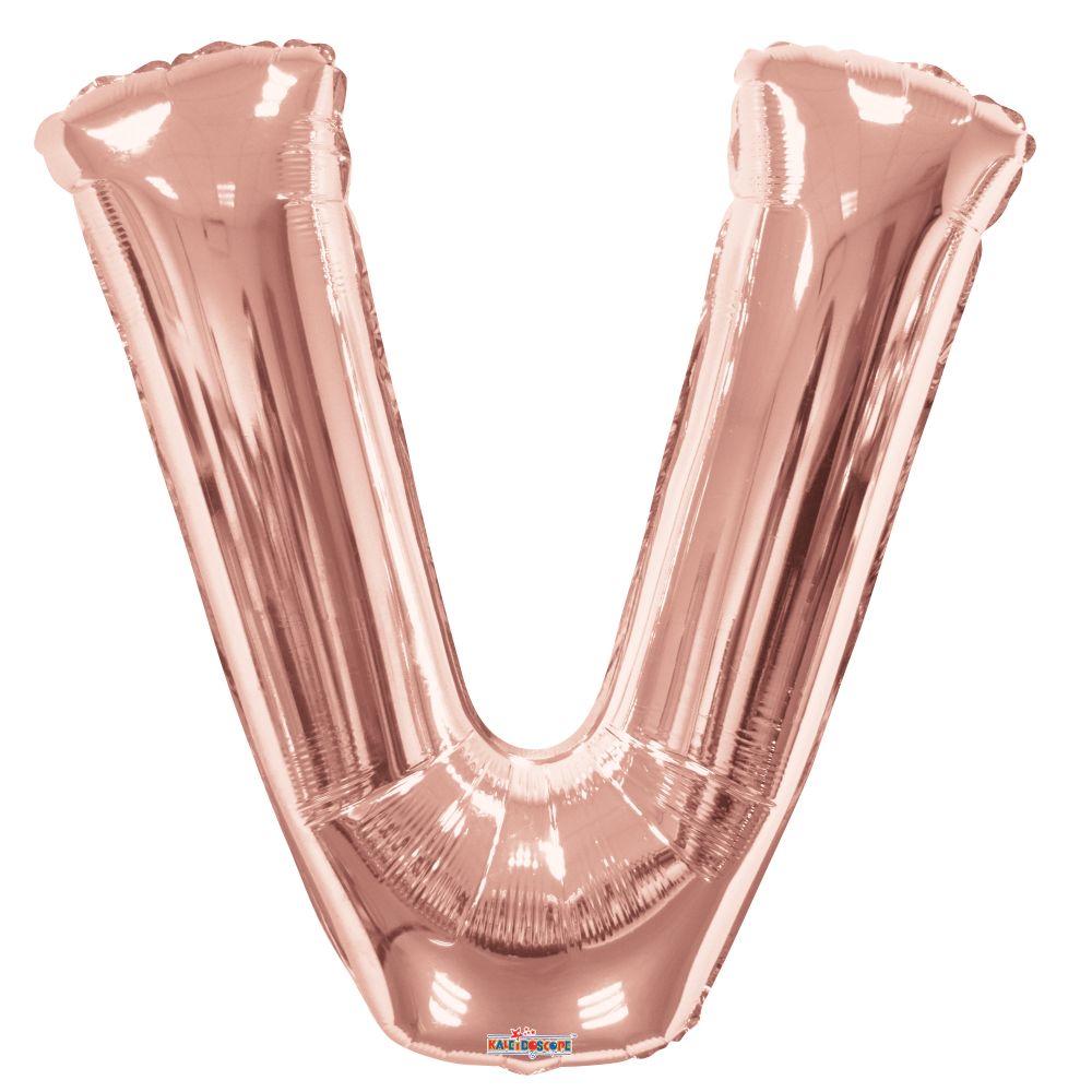 34" Rose Gold Letter V Balloon