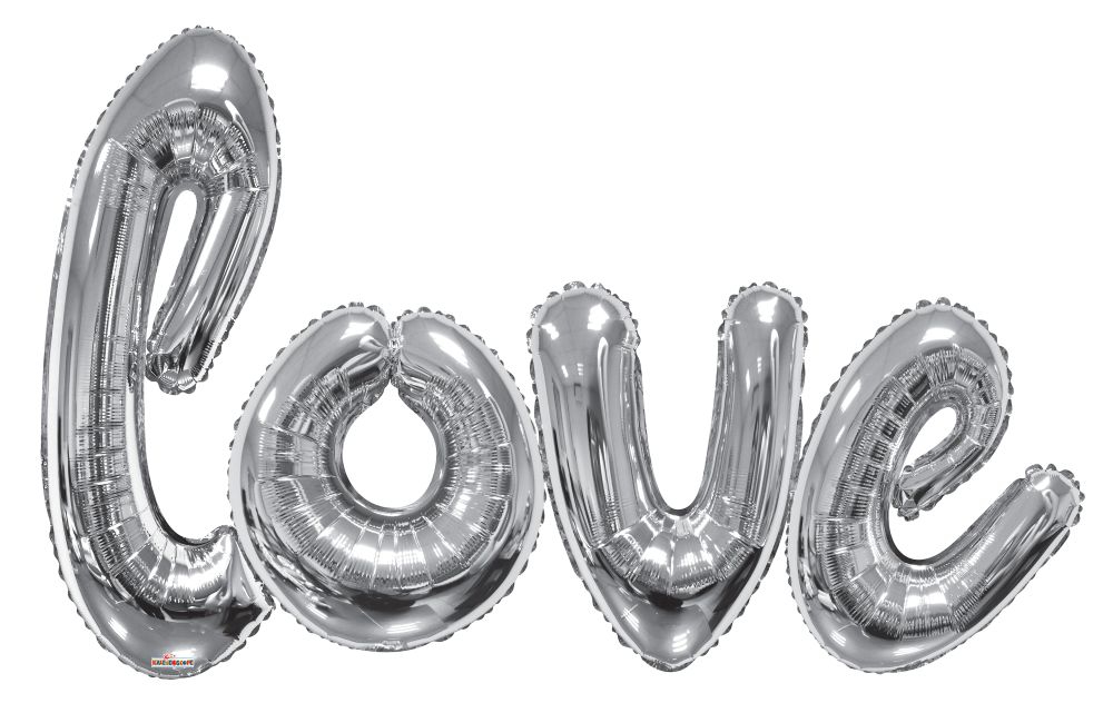 Script Phrase Love Silver Jumbo (Helium Quality) Balloon