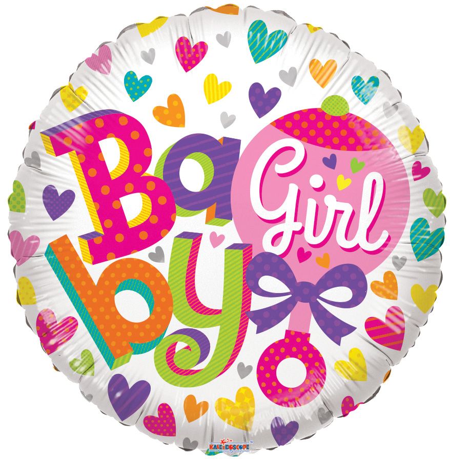 18" Baby Girl Rattle Balloon