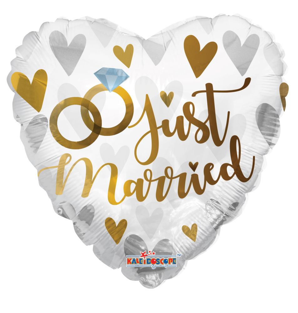18" Just Married Rings Balloon