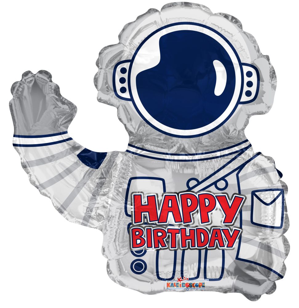 12" Astronaut Birthday Balloon (Inflated with Cup and Stick)