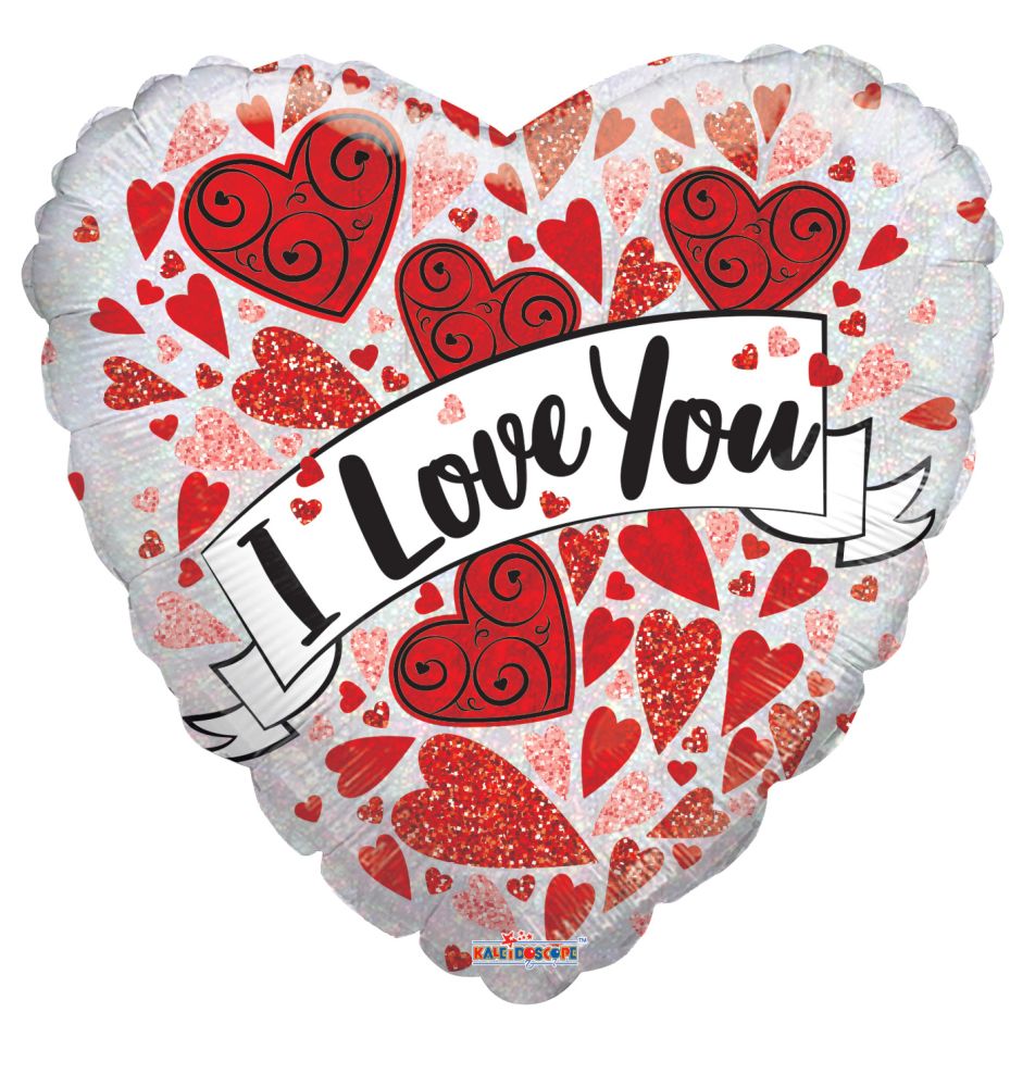 18" Love You Banner Holographic Balloon