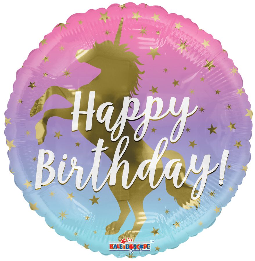 09" Birthday Unicorn Silhouette Balloon (Inflated with Cup and Stick)