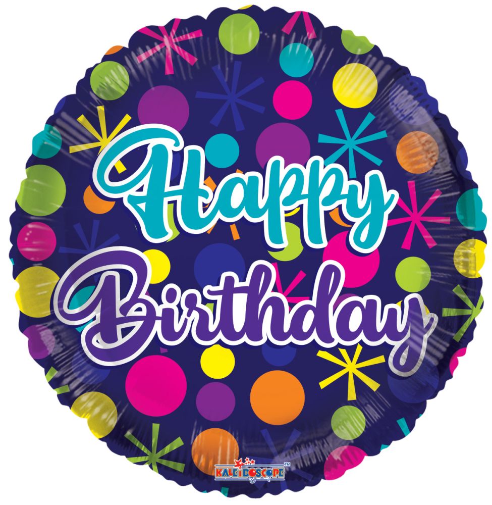 09" Birthday Dots Balloon (Inflated with Cup and Stick)