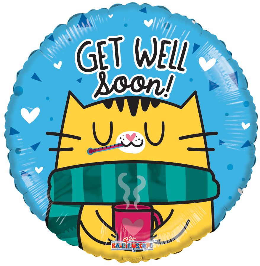 18" Get Well Soon Cat Balloon