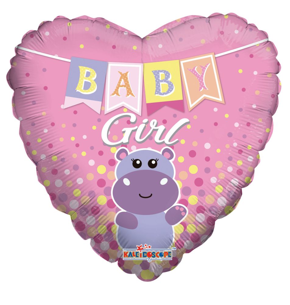18" Baby Girl Hippo Balloon