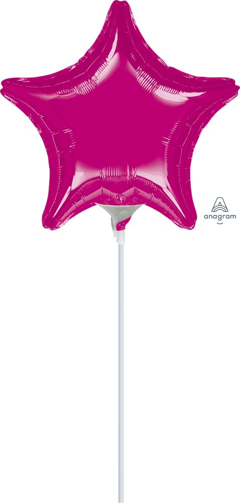 09" Fushsia Star Balloon (Inflated with Cup and Stick)