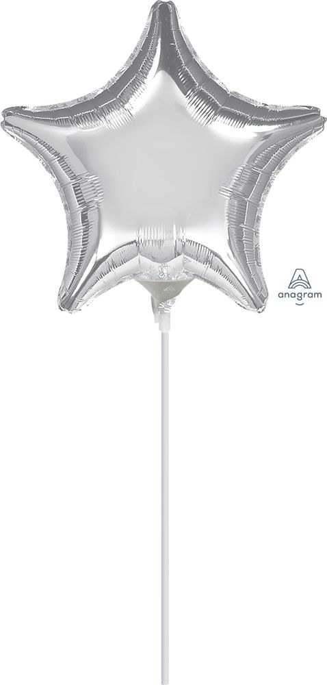 04" Silver Star Balloon (Inflated with Cup and Stick)