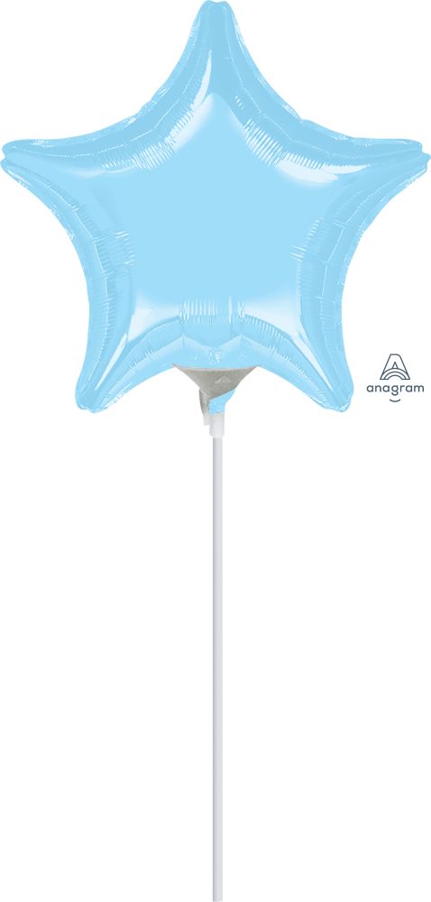 04" Pastel Blue Star Balloon (Inflated with Cup and Stick)