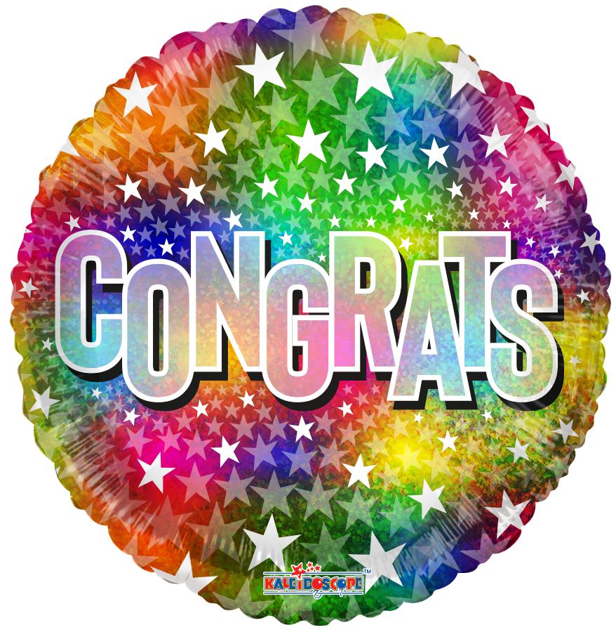 18" Congrats Stars Multicolor Balloon