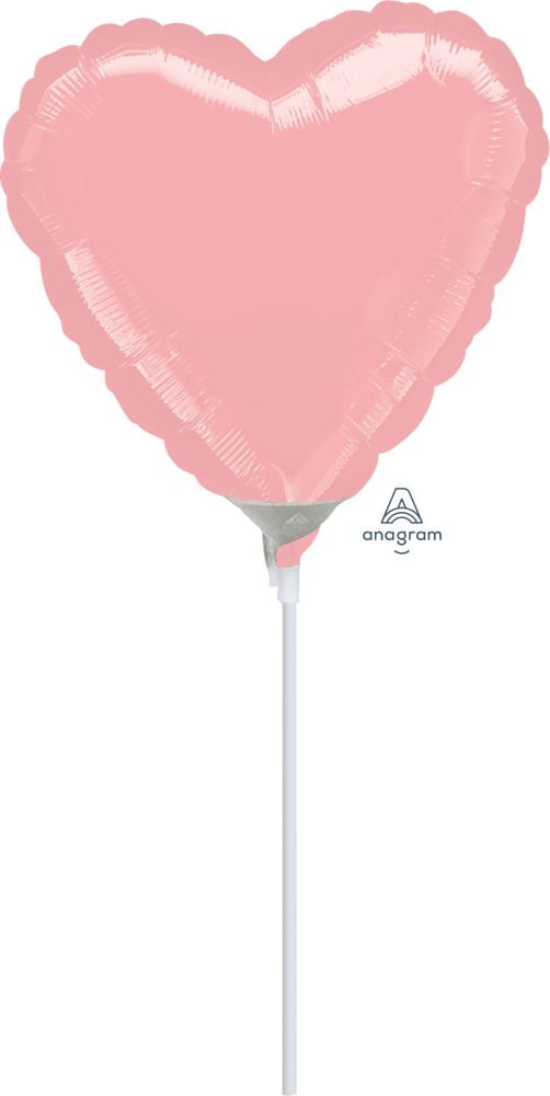 04" Pastel Pink heart Balloon (Inflated with Cup and Stick)