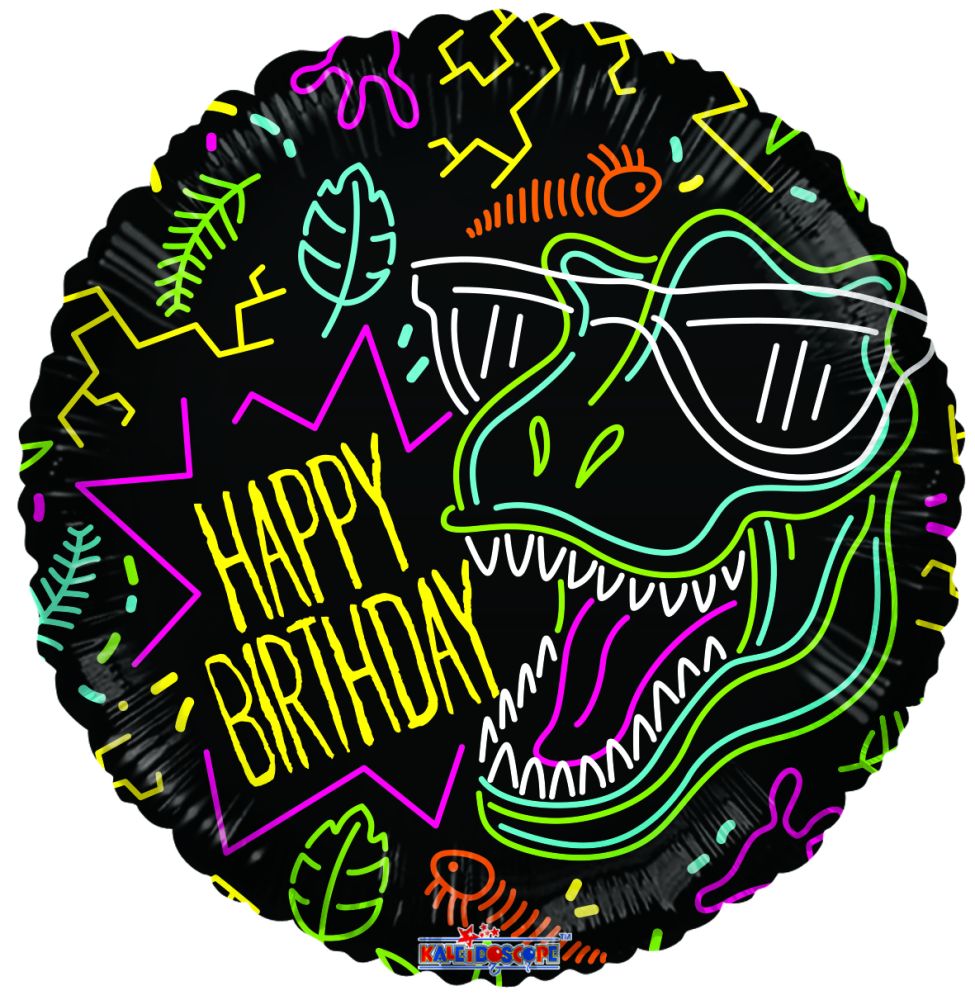 18" Happy Birthday Cool Dino Balloon