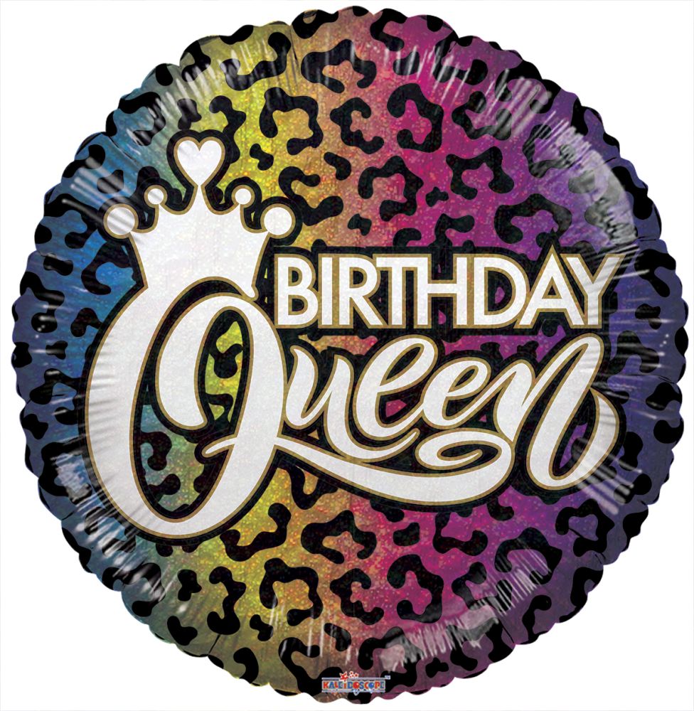 18" Birthday Queen Holographic Balloon