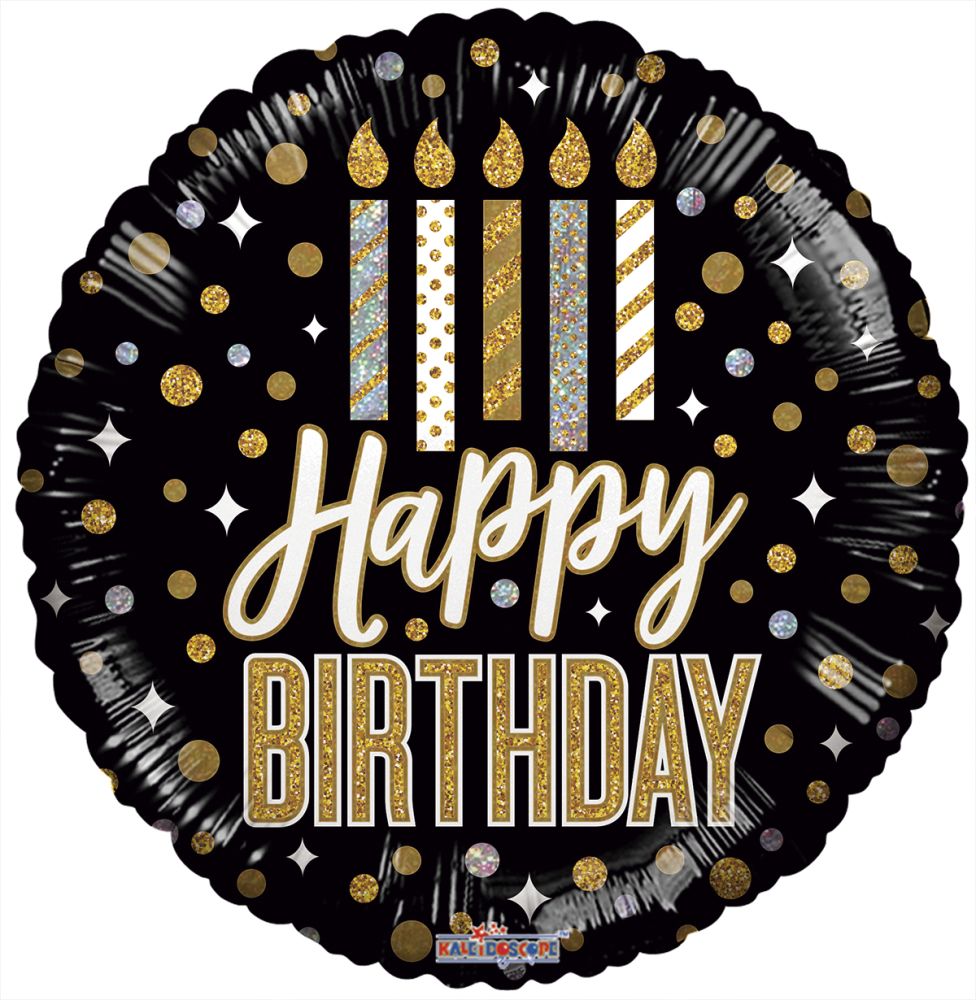 04" Birthday Candles and Dots Holograhic Balloon (Inflated with Cup and Stick)