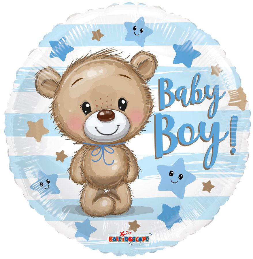 04" Baby Boy Bear Balloon (Inflated with Cup and Stick)