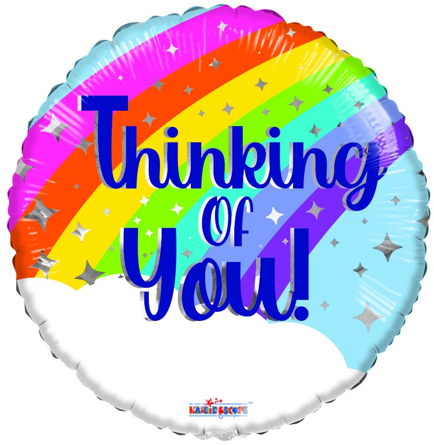 04" Thinking of You Rainbow Balloon (Inflated with Cup and Stick)