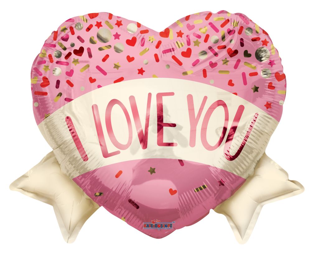 18" Love Heart with Banner and Sprinkles Balloon