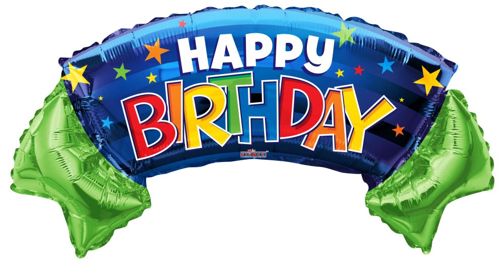 36" Birthday Colorful Banner Shape Balloon