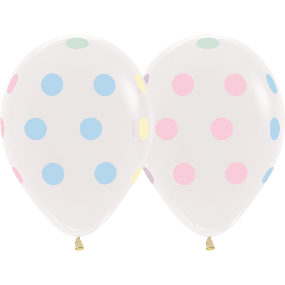 11" Polka Dots Pastel Crystal Clear (50pcs) Balloons