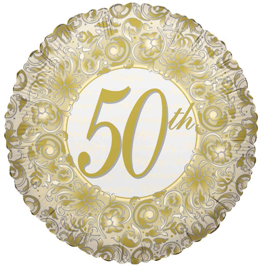 18" 50th Anniversary Filigree Balloon