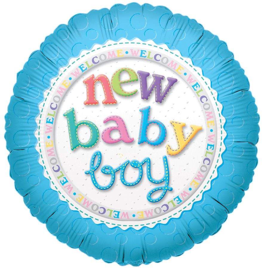 09" New Baby Boy Balloon (Inflated with Cup and Stick)