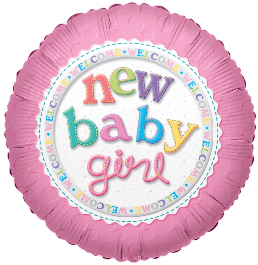 09" New Baby Girl Balloon (Inflated with Cup and Stick)