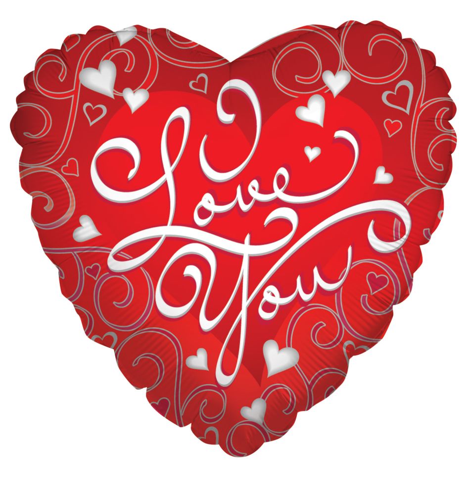 09" Love Silver Swirls Balloon (Inflated with Cup and Stick)