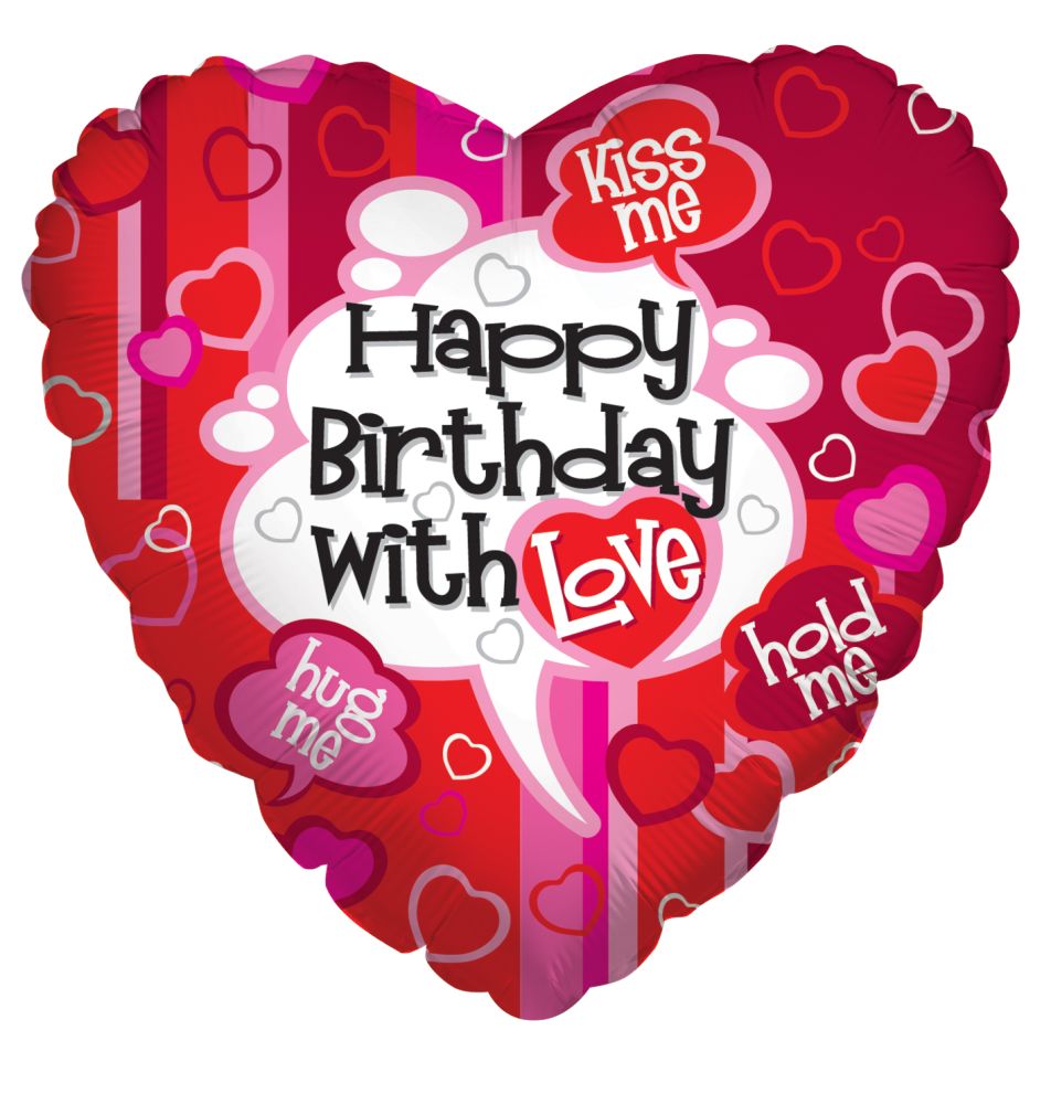 18" Happy Birthday With Love Speech Bubbles Balloon