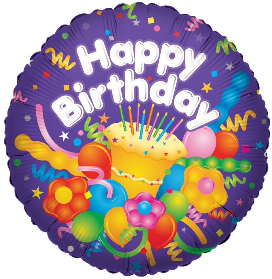 09" Happy Birthday With Cake Balloon (Inflated with Cup and Stick)
