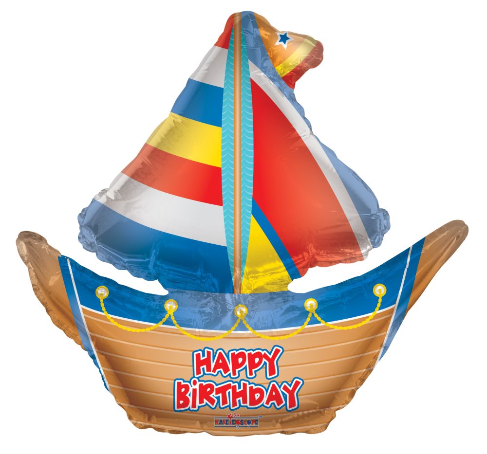 14" Sailboat Balloon (Inflated with Cup and Stick)