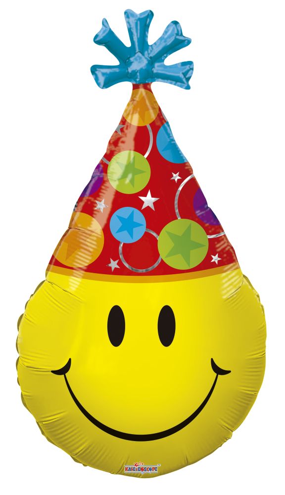 28" Smiley Party Hat Shape Balloon