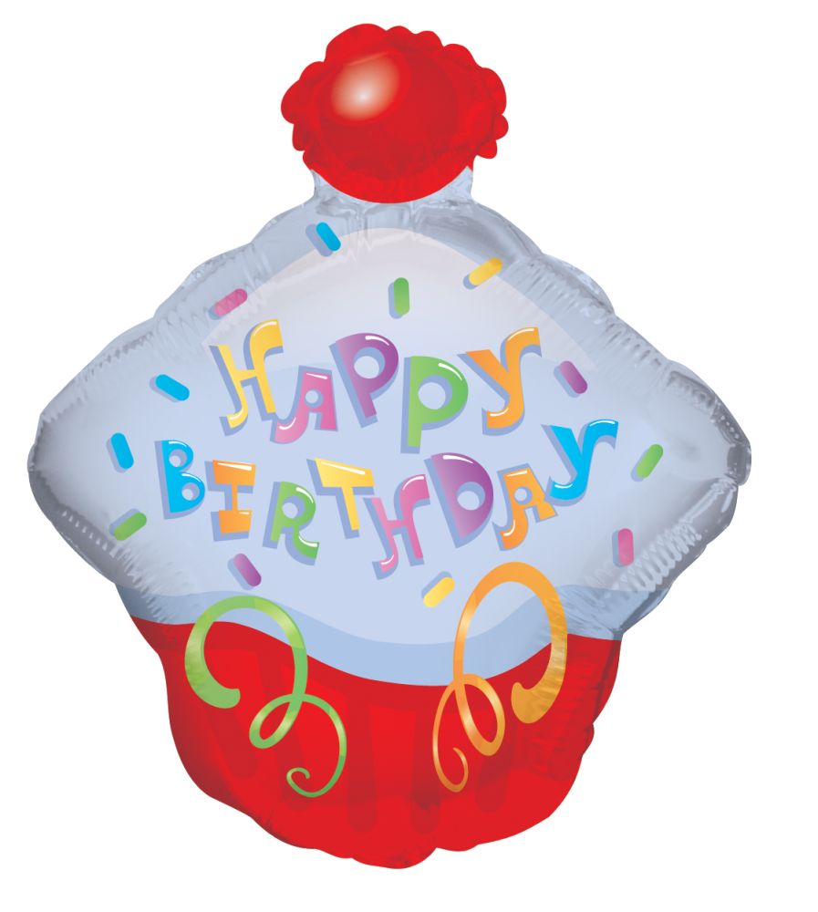 14" Cupcake Balloon (Inflated with Cup and Stick)